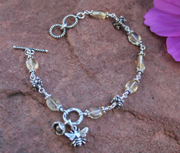 handmade gemstone and sterling beaded  bracelet