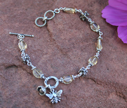 handmade gemstone and sterling beaded bracelet