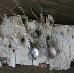 sterling and amethyst briolette dangle earrings