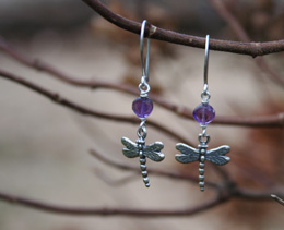 dragonfly handcrafted gem and sterling earrings