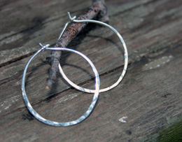 handcrafted forged sterling earring hoops