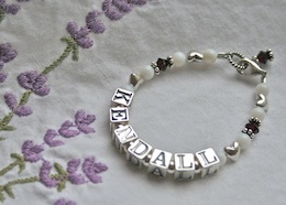 baby bracelet with name in sterling beads