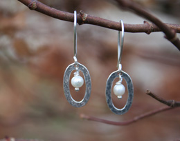 handmade sterling and pearl artisan earrings