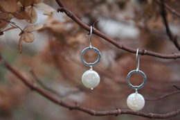 handcrafted coin pearl and sterling silver earrings
