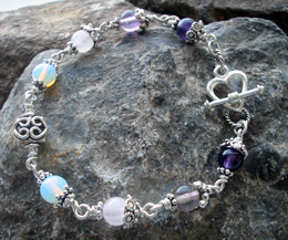 handmade soul mate gem and sterling bracelet - artisan jewelry by Kimberly de Montbrun