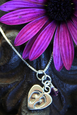 Tiny Footprints on a Mother's Heart Miscarriage and Infant Loss Memorial Pendant